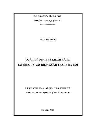 Luận văn quản lý quan hệ khách hàng tại công ty bảo hiểm xuân thành hà nội