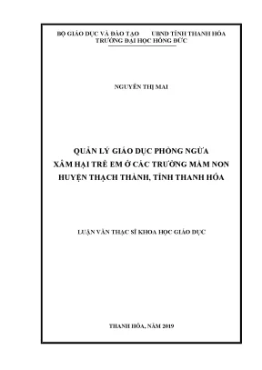Quản lý giáo dục phòng ngừa xâm hại trẻ em ở các trường mầm non huyện thạch thành tỉnh thanh hóa