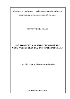Luận văn mở rộng cho vay theo chuỗi giá trị nông nghiệp trên địa bàn tỉnh ninh thuận