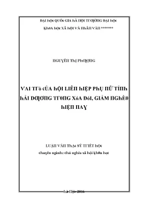 Luận văn thạc sĩ vai trò của hội liên hiệp phụ nữ tỉnh hải dương trong xóa đói giảm nghèo hiện nay