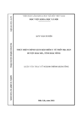 Luận văn thực hiện chính sách bảo hiểm y tế trên địa bàn huyện đắk mil tỉnh đắk nông