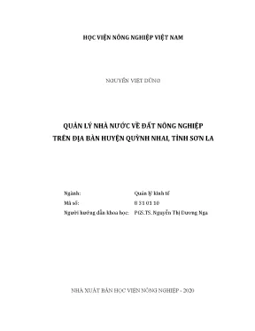 Quản lý nhà nước về đất nông nghiệp trên địa bàn huyện quỳnh nhai tỉnh sơn la