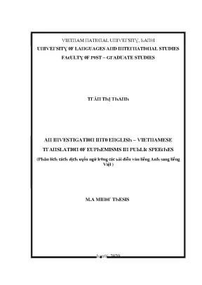 Luận văn thạc sĩ an investigation into english vietnamese translation of euphemisms in public speeches vnu lvts004