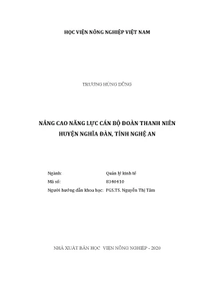 Nâng cao năng lực cán bộ đoàn thanh niên huyện nghĩa đàn tỉnh nghệ an