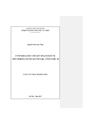 Luận văn thạc sĩ cơ sở khoa học cho quy hoạch bảo vệ môi trường huyện quỳnh lưu tỉnh nghệ an vnu lvts004