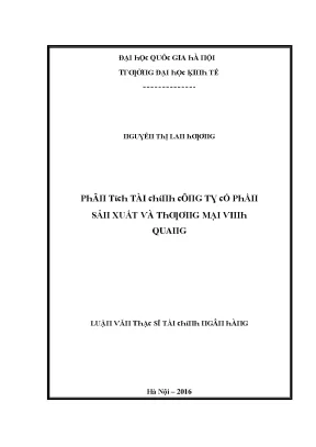 Luận văn phân tích tài chính công ty cổ phần sản xuất và thương mại vinh quang