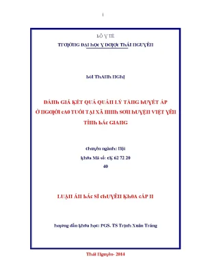 Luận văn đánh giá kết quả quản lý tăng huyết áp ở người cao tuổi tại xã ninh sơn huyện việt yên tỉnh bắc giang