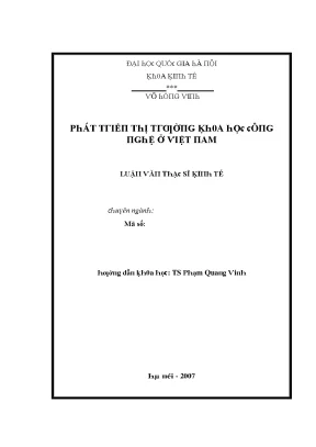 Luận văn phát triển thị trường khoa học công nghệ ở việt nam