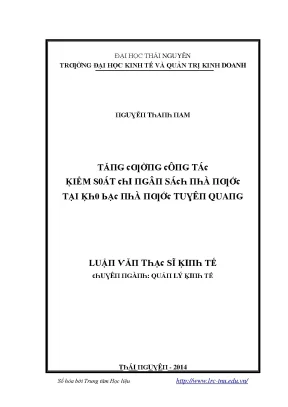 Luận văn tăng cường công tác kiểm soát chi ngân sách nhà nước tại kho bạc nhà nước tuyên quang