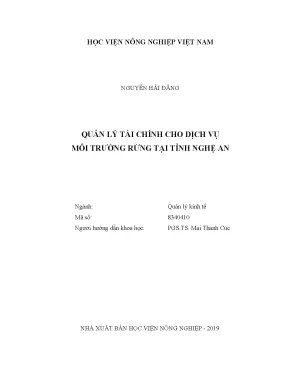 Luận văn quản lý tài chính cho dịch vụ môi trường rừng tại tỉnh nghệ an