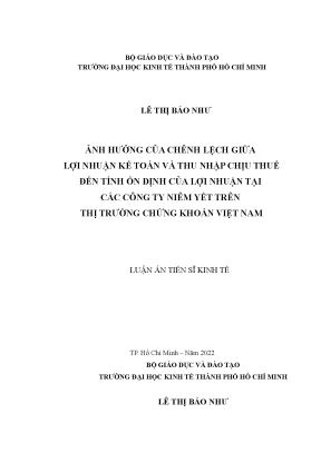 Anh huong cua chenh lech giua loi nhuan ke toan va thu nhap chiu thue den tinh on dinh cua loi nhuan tai cac cong ty niem yet tren thi truong chung khoan viet nam 0438