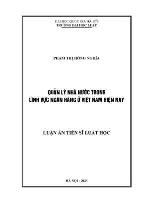 Quản lý nhà nước trong lĩnh vực ngân hàng ở việt nam hiện nay