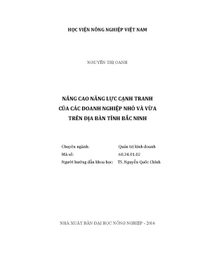 Luận văn nâng cao năng lực cạnh tranh của các doanh nghiệp nhỏ và vừa trên địa bàn tỉnh bắc ninh