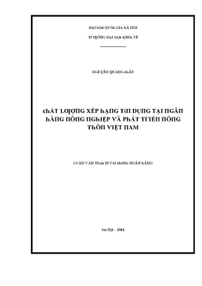 Luận văn chất lượng xếp hạng tín dụng tại ngân hàng nông nghiệp và phát triển nông thôn việt nam