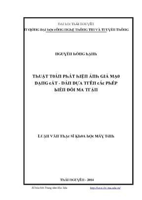 Luận văn thuật toán phát hiện ảnh giả mạo dạng cắt dán dựa trên các phép biến đổi ma trận
