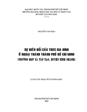 Sự biến đổi cấu trúc gia đình ở ngoại thành thành phố hồ chí minh trường hợp xã tân tạo huyện bình chánh