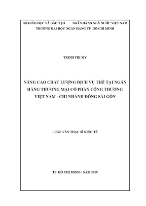 Luận văn nâng cao chất lượng dịch vụ thẻ tại ngân hàng thương mại cổ phần công thương việt nam chi nhánh đông sài gòn