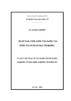 Luận văn phân tích tình hình tài chính tại công ty cổ phần đạt phương