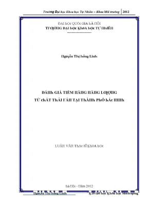 Luận văn thạc sĩ đánh giá tiềm năng năng lượng từ chất thải rắn tại thành phố bắc ninh vnu lvts004