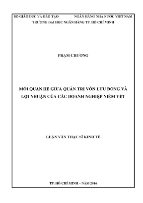 Luận văn mối quan hệ giữa quản trị vốn lưu động và lợi nhuận của các doanh nghiệp niêm yết