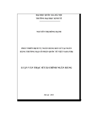 Luận văn phát triển dịch vụ ngân hàng bán lẻ tại ngân hàng thương mại cổ phần quốc tế việt nam