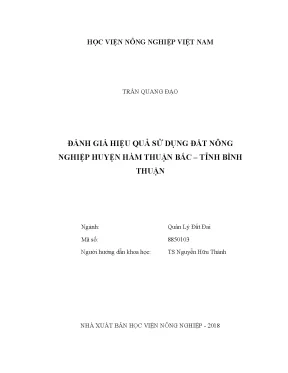 Luận văn đánh giá hiệu quả sử dụng đất nông nghiệp huyện thuận bắc tỉnh bình thuận