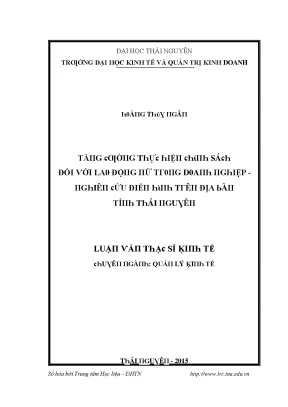 Luận văn tăng cường thực hiện chính sách đối với lao động nữ trong doanh nghiệp nghiên cứu điển hình trên địa bàn tỉnh thái nguyên