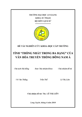 Tính thống nhất trong đa dạng của văn hóa truyền thống đông nam á