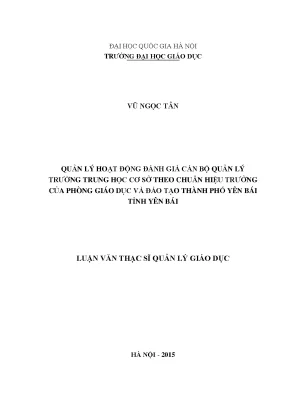 Quản lý hoạt động đánh giá cán bộ quản lý trường trung học cơ sở theo chuẩn hiệu trưởng