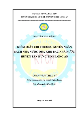 Luận văn kiểm soát chi thường xuyên ngân sách nhà nước qua kho bạc nhà nước huyện tân hưng tỉnh long an