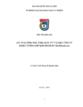 Luận văn thạc sĩ cấu trúc tinh thể tính chất từ và hiệu ứng từ nhiệt trong hợp kim heusler ni50mn38sb12b3 vnu lvts004
