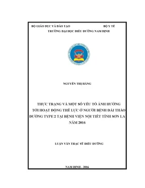 Luận văn thực trạng và một số yếu tố ảnh hưởng tới hoạt động thể lực ở người bệnh đái tháo đường type 2 tại bệnh viện nội tiết tỉnh sơn la năm 2016