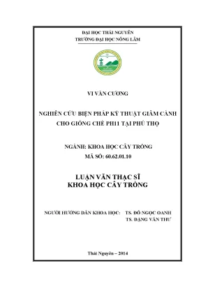 Luận văn nghiên cứu biện pháp kỹ thuật giâm cành cho giống chè ph11 tại phú thọ
