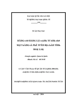 Luận văn nâng cao năng lực cạnh tranh cho mặt hàng cà phê trên địa bàn tỉnh đăk lăk