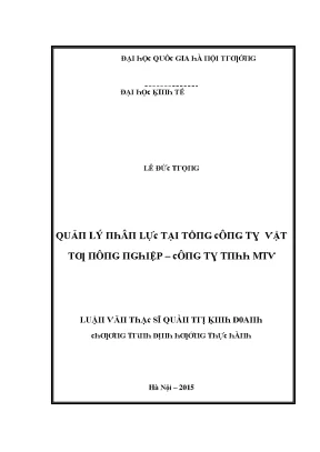 Luận văn quản lý nhân lực tại tổng công ty vật tư nông nghiệp công ty tnhh mtv