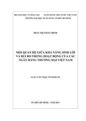 Tài liệu mối quan hệ giữa khả năng sinh lời và rủi ro trong hoạt động của các ngân hàng