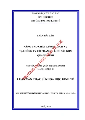 Luận văn nâng cao chất lượng dịch vụ tại công ty cổ phần du lịch sài gòn quảng bình