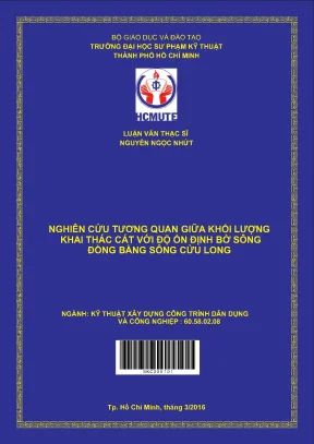 Nghiên cứu tương quan giữa khối lượng khai thác cát với độ ổn định bờ sông đồng bằng sông cửu long