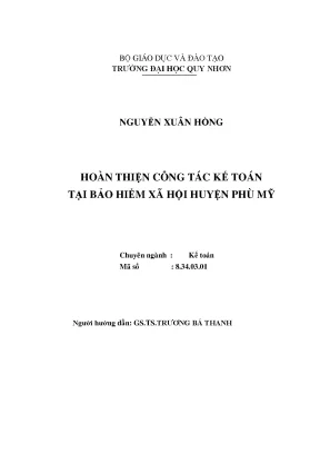 Luận văn hoàn thiện công tác kế toán tại bảo hiểm xã hội huyện phù mỹ