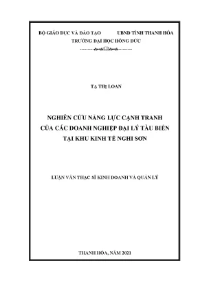 Nghiên cứu năng lực cạnh tranh của các doanh nghiệp đại lý tàu biển tại khu kinh tế nghi sơn