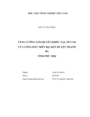 Luận văn tăng cường giải quyết khiếu nại tố cáo của công dân trên địa bàn huyện thanh ba tỉnh phú thọ