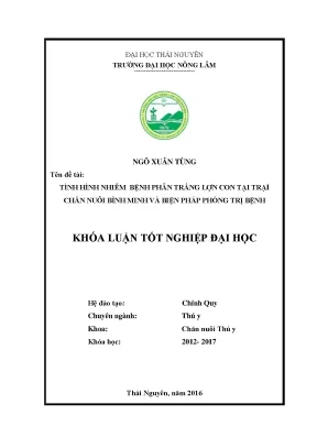 Luận văn tình hình nhiễm bệnh phân trắng lợn con tại trại chăn nuôi bình minh và biện pháp phòng trị bệnh