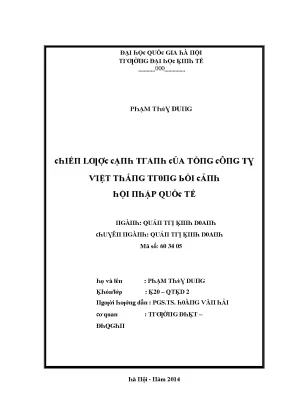 Luận văn chiến lược cạnh tranh của tổng công ty việt thắng trong bối cảnh hội nhập quốc tế