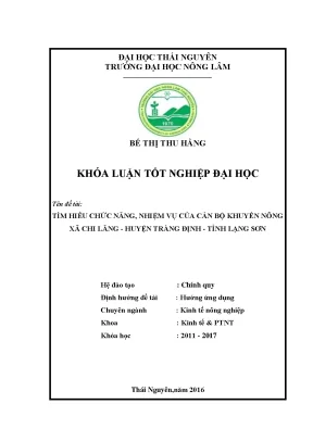 Luận văn tìm hiểu chức năng nhiệm vụ của cán bộ khuyến nông xã chi lăng huyện tràng định tỉnh lạng sơn