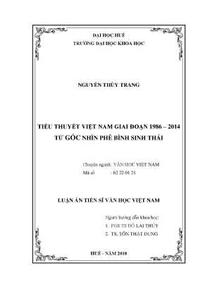 Tiểu thuyết việt nam giai đoạn 1986 2014 từ góc nhìn phê bình sinh thái