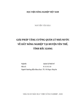 Giải pháp tăng cường quản lý nhà nước về đất nông nghiệp tại huyện yên thế tỉnh bắc giang