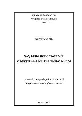 Luận văn ây dựng nông thôn mới ở huyện hoài đức thành phố hà nội