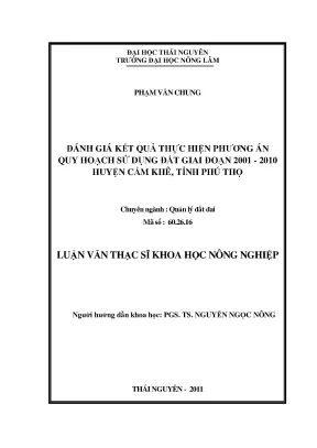 Luận văn đánh giá kết quả thực hiện phương án quy hoạch sử dụng đất giai đoạn 2001 2010 huyện cẩm khê tỉnh phú thọ