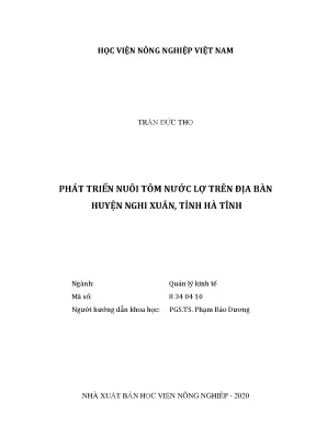 Phát triển nuôi tôm nước lợ trên địa bàn huyện nghi xuân tỉnh hà tĩnh