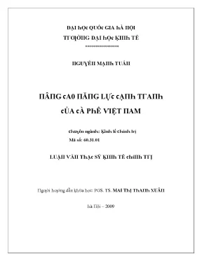 Luận văn nâng cao năng lực cạnh tranh của cà phê việt nam